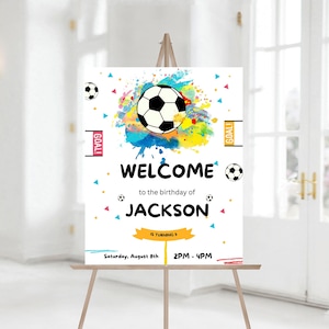 Editable Soccer Birthday Party Welcome Sign, Soccer Birthday, Decor Sign Template 1168