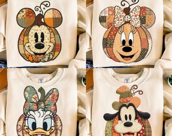 Vintage Pumpkin patch mouse and friends png, Mikey mouse Fall, Floral Patchwork png,Fall Pumpkin png, Fall Girly png, tis the season toddler
