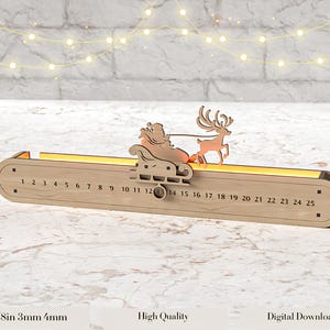 Calendario de Navidad con cuenta regresiva (archivos SVG de corte láser) - Calendario navideño con archivos SVG de corte láser para Glowforge