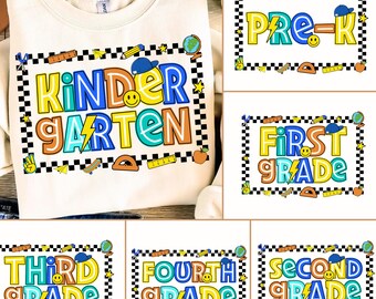 Preppy Back to School PNG-bundel, Coquette First Day Hand Drawn Teacher Girl, Hallo kleuterschool Pre-K 1e 2d 3d 4e 5e leerjaar png