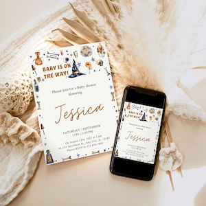 EDITABLE Wizard Baby Shower Invitation, Magic School Wizard Baby Shower Electronic Invitation Phone Template 1222