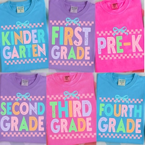 Checkered Neon Back to School PNG Bundle, Girly Pink Bow, Hand Drawn, Colorful Coquette Kindergarten Pre-K 1st 2nd 3rd 4th Grade Png