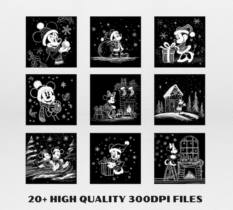 File per incisione su ardesia natalizia di Mikey Mouse, Illusion Laser PNG, Laser Burn, Sottobicchieri in ardesia PNG, Glowforge, topo e amici, incisione laser immagine 5