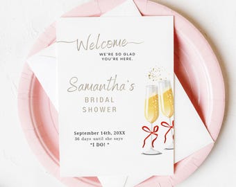 Editable Brunch & Bubbly Bridal Shower Invitation | Wedding Shower Invite | Champagne Shower | Minimalist Bridal Shower Invite Template 1134