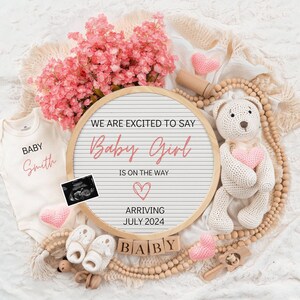 Girl Digital Pregnancy Announcement / Pregnancy Reveal / Social Media / Gender Girl / Facebook / Instagram / Pink / Personalized/ Baby girl