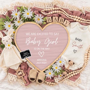 Girl Pregnancy Announcement Digital Baby Announcement Girl Gender Reveal Social Media Reveal Editable Template Its a Girl Little Sister