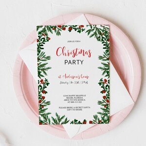Editable Christmas Party Invitation, Christmas Party Invitation, Party Announcement, Printable Template, Christmas Invitation Download