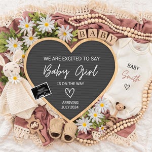 Girl Pregnancy Announcement Digital Baby Announcement Girl Gender Reveal Social Media Reveal Editable Template Its a Girl Little Sister