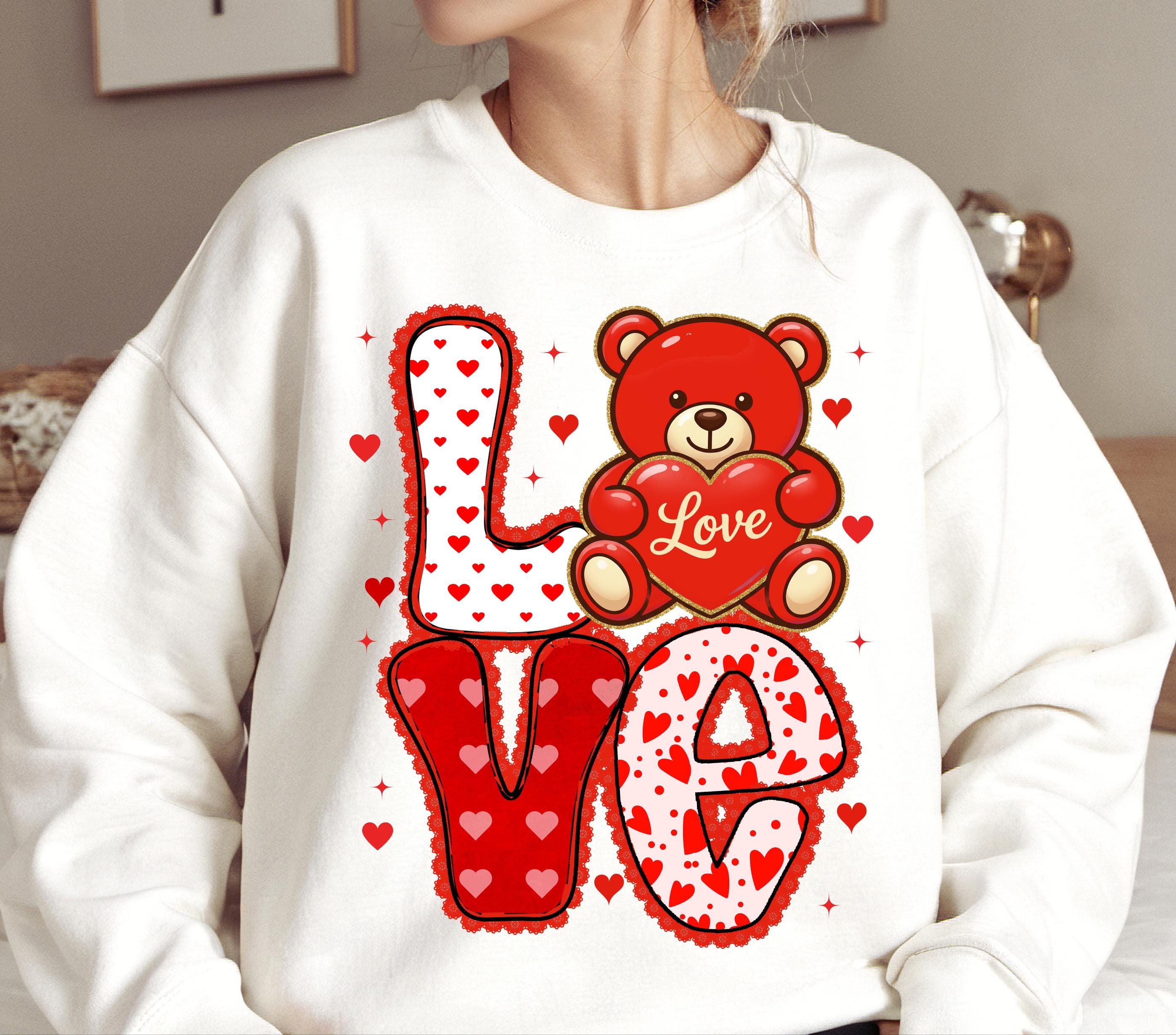 Valentine Teddy Bear PNG, Pink Red Heart Coquette Design, Valentines ...