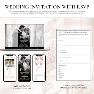 Wedding Invite Template | RSVP Music Track Responses Invitation Mariage Digital Wedding Invitation Countdown | Customizable Animated image 2