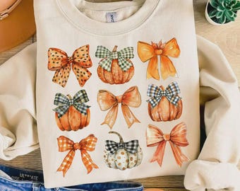 Retro Fall Pumpkin Bow Png, Fall Coquette Bow PNG, Autumn Pumpkin Png, Autumn Shirt, Fall Shirt Png, Autumn Sublimation Design Fall PNG Fall