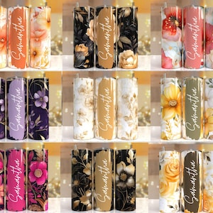100 + Add your own text Floral tumbler, 20oz Skinny Tumbler Sublimation Designs Tumbler PNG File Digital Download, Colorful Flowers png image 3