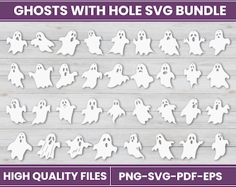30 以上のハロウィン ゴースト バンドル SVG、ハロウィン SVG、吊り下げゴースト、ハロウィン レーザー カット ファイル、Glowforge ゴースト バンドル SVG、ハロウィン サイン カット ファイル