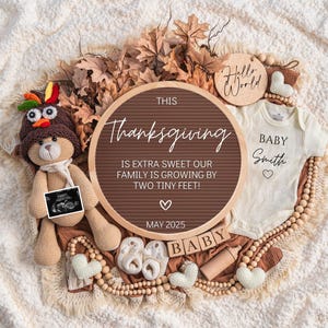 Thanksgiving Pregnancy Announcement Digital, Baby Announcement, Social Media Reveal