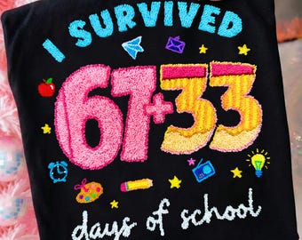 Sono sopravvissuta a 67 + 33 giorni di scuola Filato sintetico all'uncinetto PNG, Filato con uncinetto felice 100 giorni png, 100 giorni di scuola, Insegnante 100 giorni, Scuola femminile