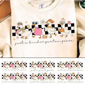 Back to School Goose PNG Bundle, Preppy Floral Sublimation, Pre-k 1st/2nd/3rd/4th Grade, Coquette Teacher First Day of School Shirt Design