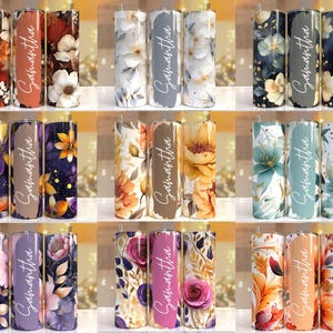 100 + Add your own text Floral tumbler, 20oz Skinny Tumbler Sublimation Designs Tumbler PNG File Digital Download, Colorful Flowers png image 6