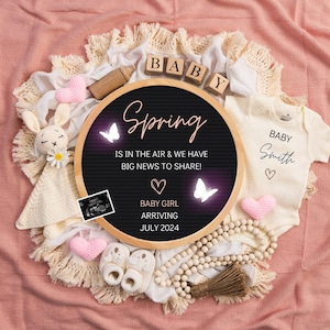 Girl Pregnancy Announcement Digital Baby Announcement Girl Gender Reveal Social Media Reveal Editable Template Its a Girl Little Sister