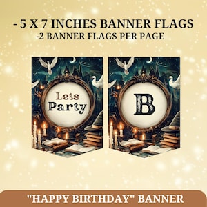 Editable Wizard Birthday Banner Template, Magical Party Design, Magic School Theme Celebration, Instant Download Printable S0012