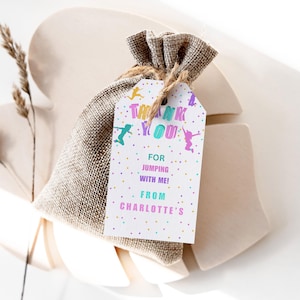 Editable Trampoline Party Bounce House Jump Party Birthday Party Simple Favor Tags Thank You Tags Jump Girl Gift Tag Template 1144
