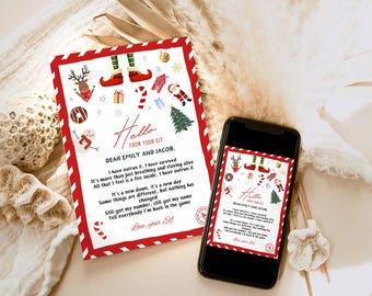 Carta de llegada de elfo editable, carta de regreso, elfo navideño, elfo de regreso, elfo de bienvenida, carta de tu elfo navideño, plantilla imprimible 013