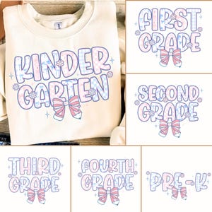 Preppy Back to School Floral Bundle PNG, School Bundle png, First/Second/Third Grade Design,  First Day Of School png, Preppy School png