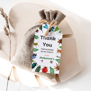 Insect Birthday Thank you tags, Bugs Birthday Favor tags, Insect Theme Editable Template 083