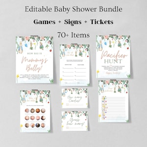 Peter Rabbit Babypartyspiele, Gender Neutral Duschspiel Bundle, Babypartyspielpaket für Mädchen oder Jungen, bearbeitbare Vorlage 1228