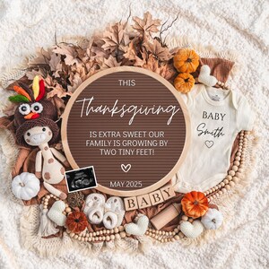 Thanksgiving Pregnancy Announcement Digital, Baby Announcement, Social Media Reveal / Giraffe / Digital pregnancy social media announcement