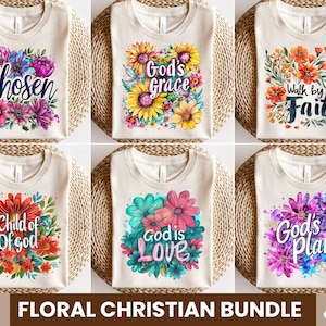 50+ Christian Floral PNG Bundle, Jesus PNG, Bible Verses, Inspirational Quotes, Faith Shirt PNG, Religious Sublimation Designs