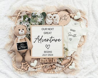 Neutral Pregnancy Announcement Digital | Boho Baby Announcement | Social Media Facebook Instagram | Editable Template | Our Next Adventure