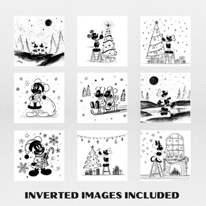 File per incisione su ardesia natalizia di Mikey Mouse, Illusion Laser PNG, Laser Burn, Sottobicchieri in ardesia PNG, Glowforge, topo e amici, incisione laser immagine 4