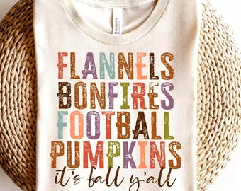 Retro Es ist Herbst Y'all PNG, Flanells Lagerfeuer Fußball Kürbisse, Herbst Vibes Png, Herbst Kürbisse Sublimation, Herbst Herbst Png, Herbstsaison Png