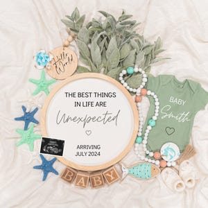 Ocean theme Digital Pregnancy Announcement / Pregnancy Reveal / Social Media / Gender Neutral / Facebook / Instagram / Boho / Personalized