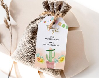 Editable Taco Bout Love Couples Shower Thank you Tags Boho Fiesta Cactus Succulent Mexican Desert Favor tags Thank you tags Printable 074