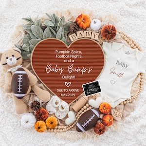 Football Fall Pregnancy Announcement Digital Baby Announcement Autumn Gender Neutral Gender Reveal Boy Social Media Reveal Fall