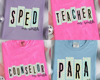 Preppy School Occupation PNG Bundle, First Day of School Daisy Floral Girly Png, Drawn, Back to School Teacher Sped Para Counselor