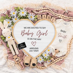 Girl Pregnancy Announcement Digital Baby Announcement Girl Gender Reveal Social Media Reveal Editable Template Its a Girl Little Sister