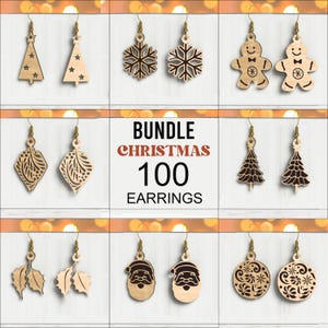 100 Design Bundle Weihnachtsohrringe Holz Laser Cut SVG, Ohring, Weihnachten SVG, Ohring SVG, Laserschnitt, Ohring Dekoration, Ohring png