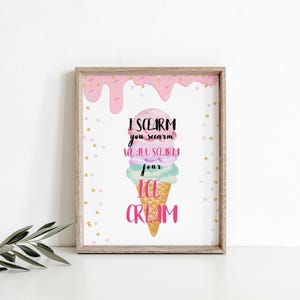 Ice Cream Sign I Scream You Scream We all Scream Four Ice Cream Sign Fourth Birthday Party 4th Girl Pink Mint Purple Download PRINTABLE 016
