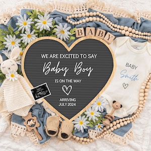 Boy Pregnancy Announcement Digital Baby Announcement Boy Gender Reveal Social Media Reveal Editable Template Its a Boy Little Brother