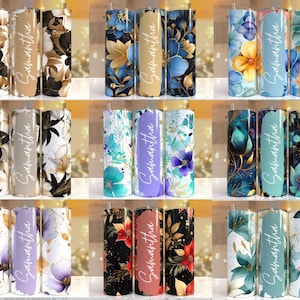 100 + Add your own text Floral tumbler, 20oz Skinny Tumbler Sublimation Designs Tumbler PNG File Digital Download, Colorful Flowers png image 4
