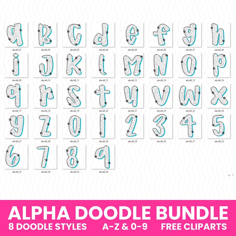 Vibrant Preppy Alphabet Letters Bundle | Doodle Alpha Font Letter and ...