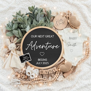Digital Pregnancy Announcement / Pregnancy Reveal / Social Media / Gender Neutral / Facebook / Instagram / Boho / Personalized -bunny