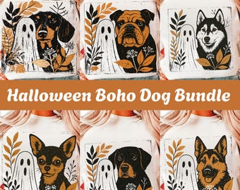 Halloween chien bohème automne PNG, maman chien Halloween Png, mignon Boo Dog Halloween Png, amoureux des chiens png, saison effrayante PNG, chien fantôme d'Halloween Png