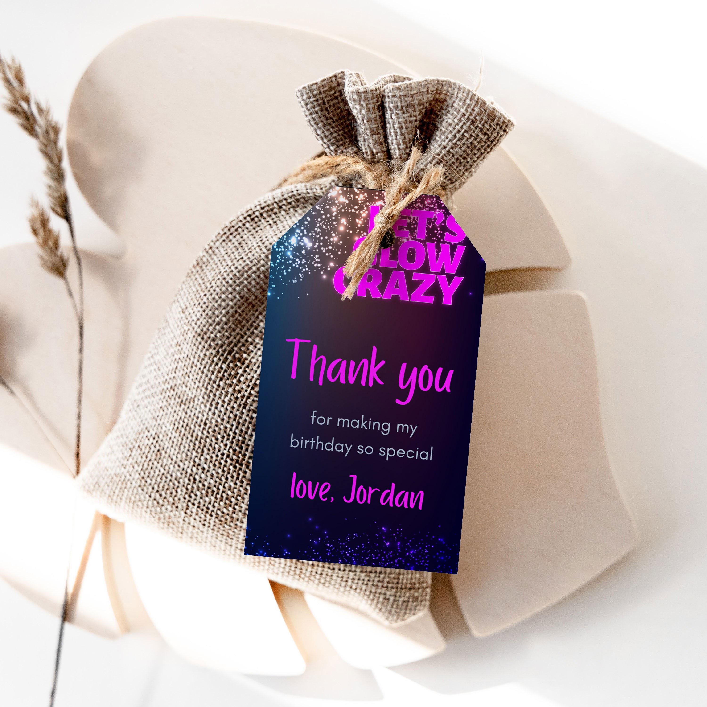 Editable Neon Glow Birthday Party Favor Tag Printable Glow In The Dark Gift Tag Template, 1247