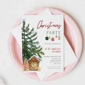 Editable Christmas Party Invitation, Christmas Party Invitation, Party Announcement, Printable Template, Christmas Invitation Download