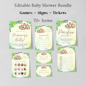 Woodland Animals Baby Shower Games Bundle, Forest Animals Baby Shower Package, Editable Printable Baby Shower Game Pack 1220