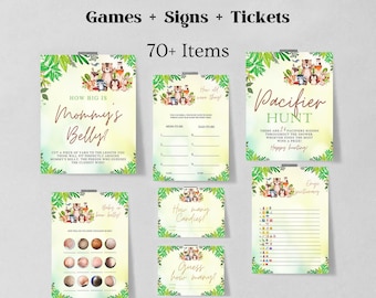 Woodland Animals Baby Shower Games Bundle, Forest Animals Baby Shower Package, Editable Printable Baby Shower Game Pack 1220
