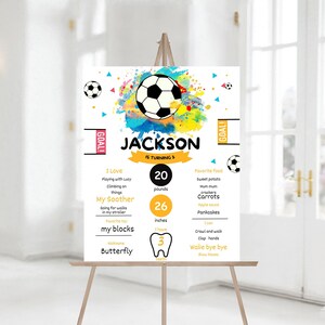 Editable Soccer Birthday Party Milestones Sign, Soccer Birthday party Sign Decor 1168